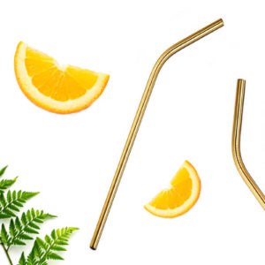 Mobake Nerezová slamka Zahnutá Zlatá | 21 cm | 1 ks