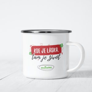 Mobake Smaltovaný plechový Hrnček Láska je život 300 ml