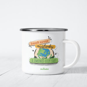 Mobake Smaltovaný plechový hrnček Zmeň myšlienky 300 ml