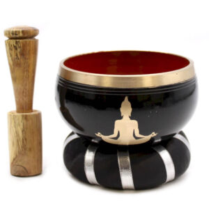 Súprava Spievajúcich Misiek Buddha Čierno-oranžová 10,7cm